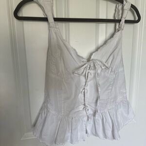 Revolve LPA Giza Top White Eyelet Tank Top Blouse Size Small